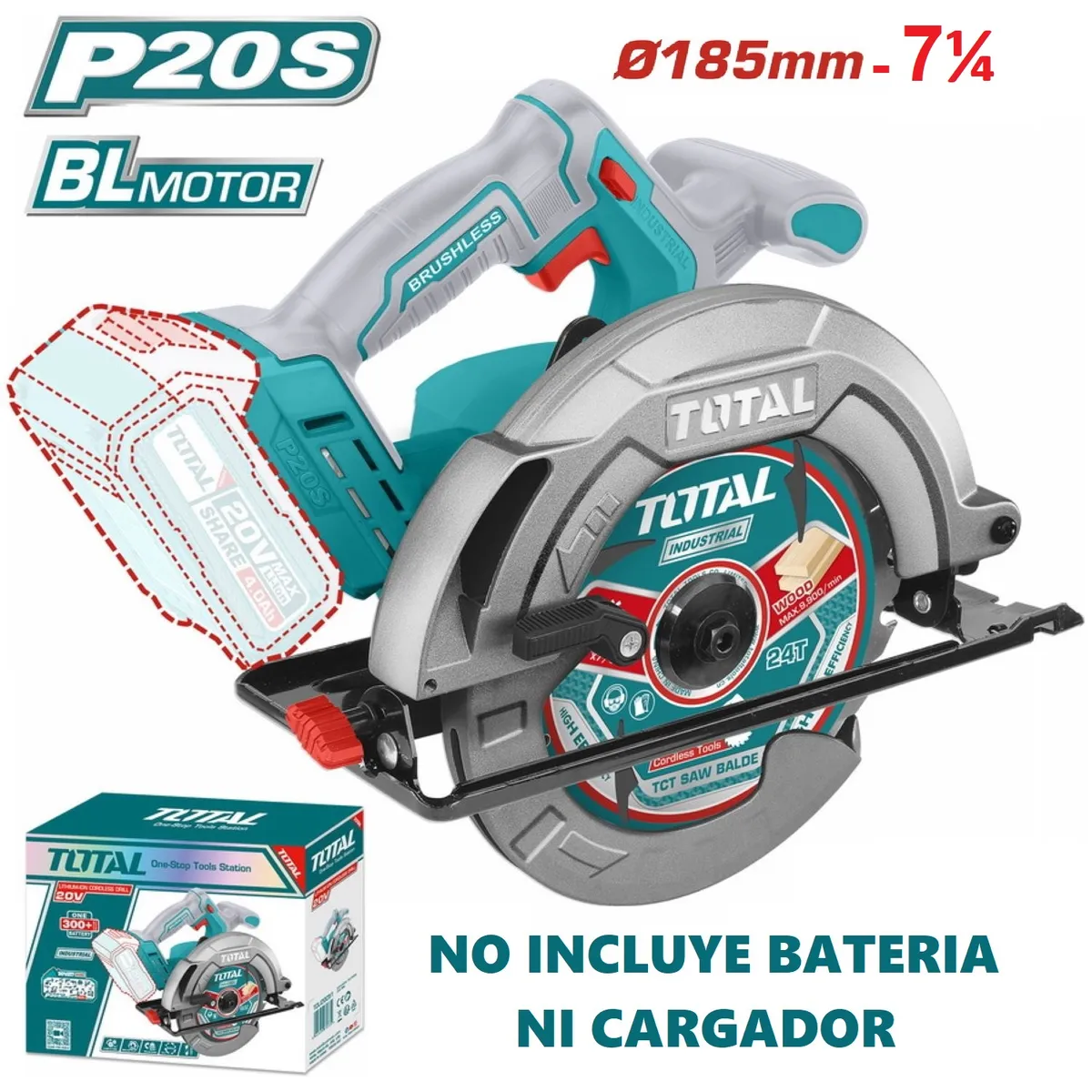 SIERRA CIRCULAR 7¼ MOTOR BL 20V 185MM TOTAL-TSLI1851